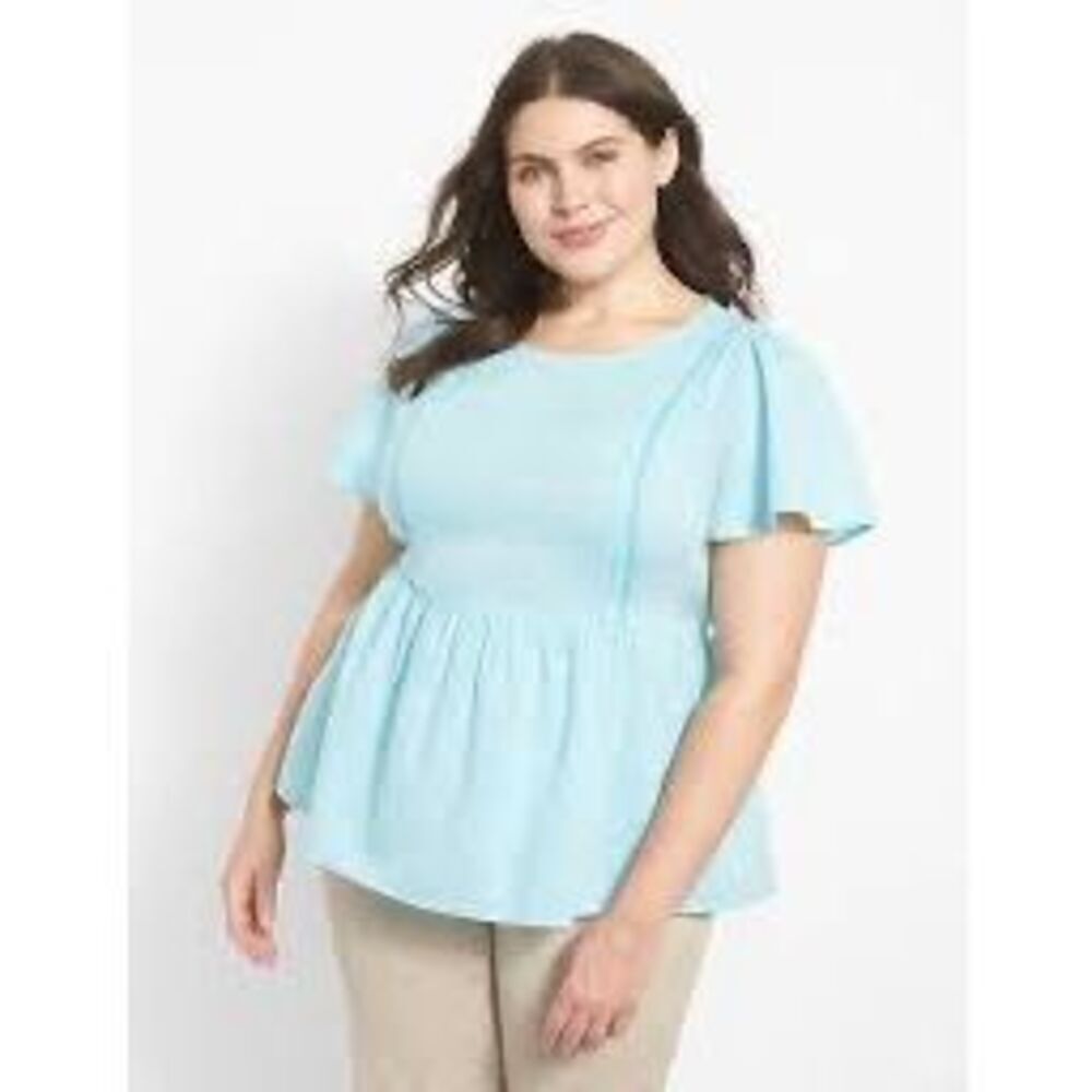 Lane Bryant Scoop Neck Peplum Linen Blend Top Sz 26 Capri SOLD OUT